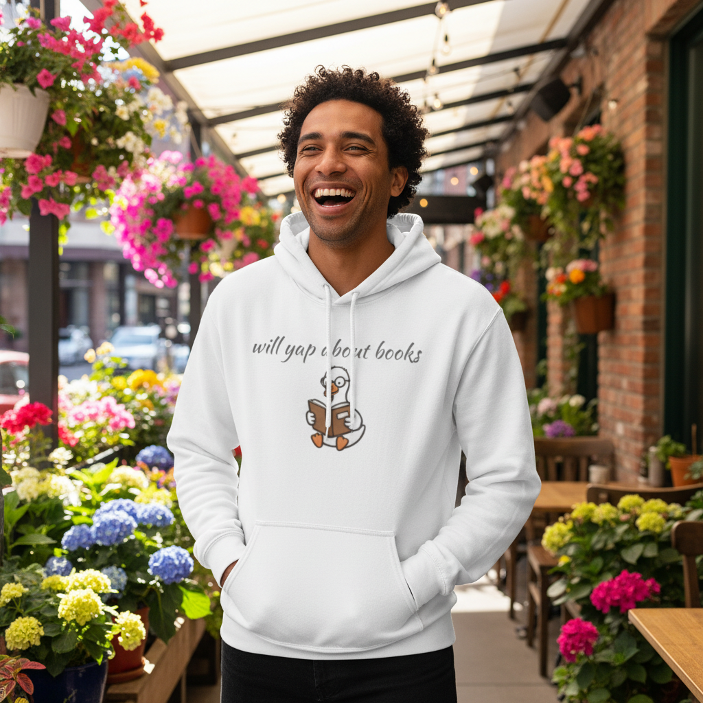 Will Yap About Books Duck Hoodie | Cozy Book Lover Gift Hoodie for Readers & Bookworms