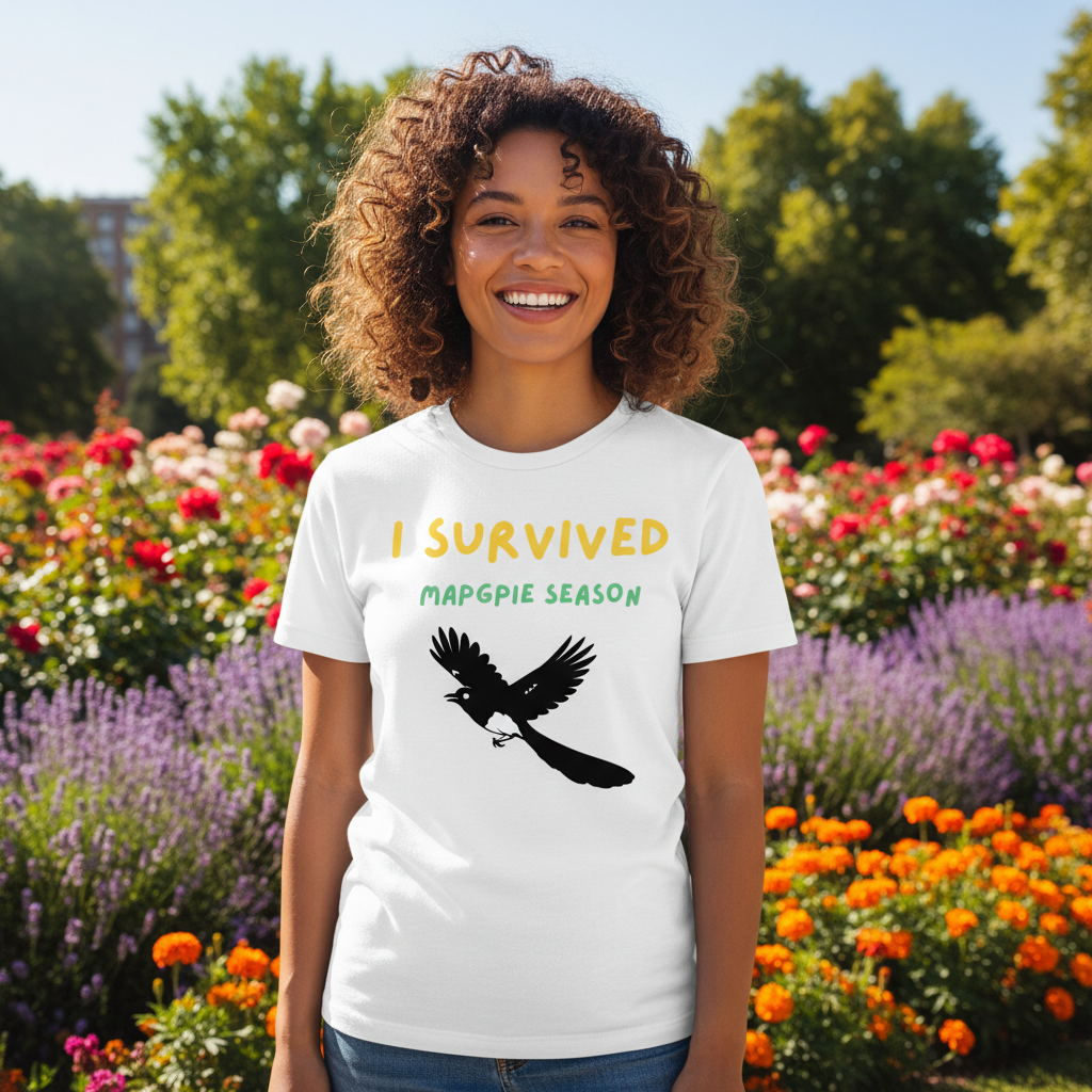 I Survived Magpie Season T-Shirt | Funny Aussie Bird Gift Tee for Nature Lovers