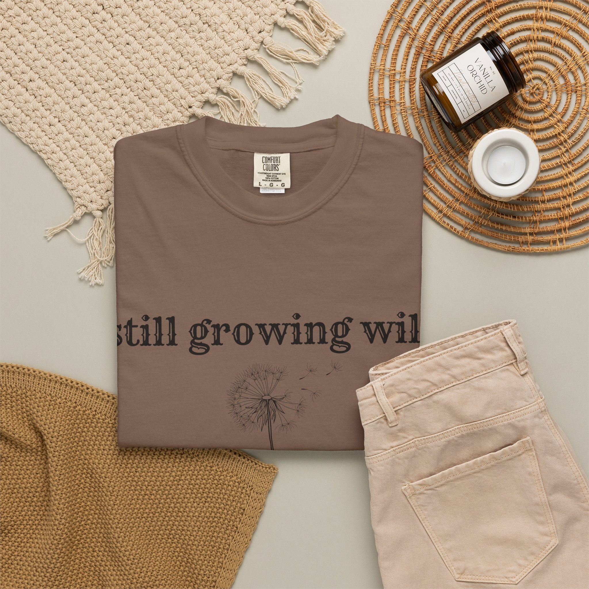 Still Growing Wild T-Shirt — Dandelion Graphic Tee (Boho Nature Vibe)