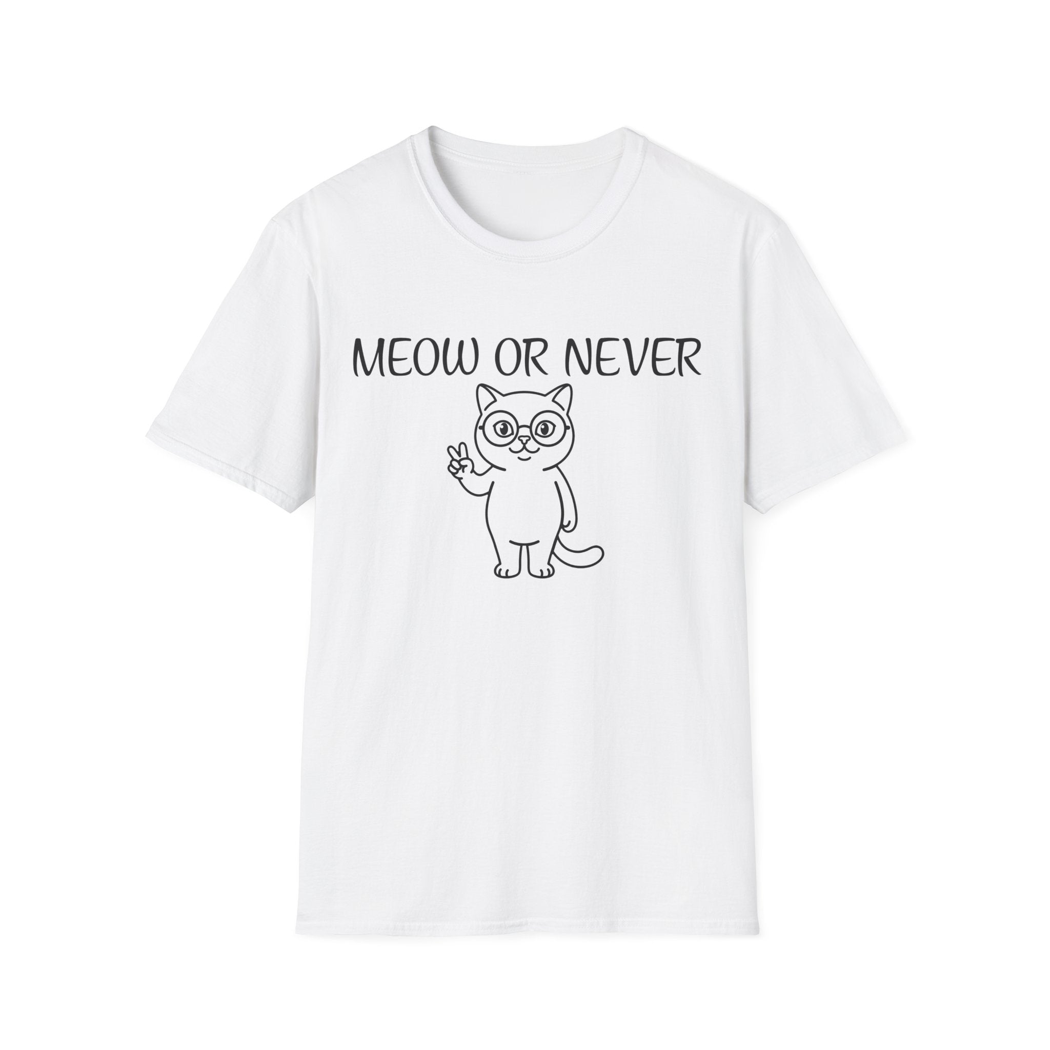 Meow or Never Cat T-Shirt | Funny Retro Cat Lover Gift Tee for Cat Mums & Dads