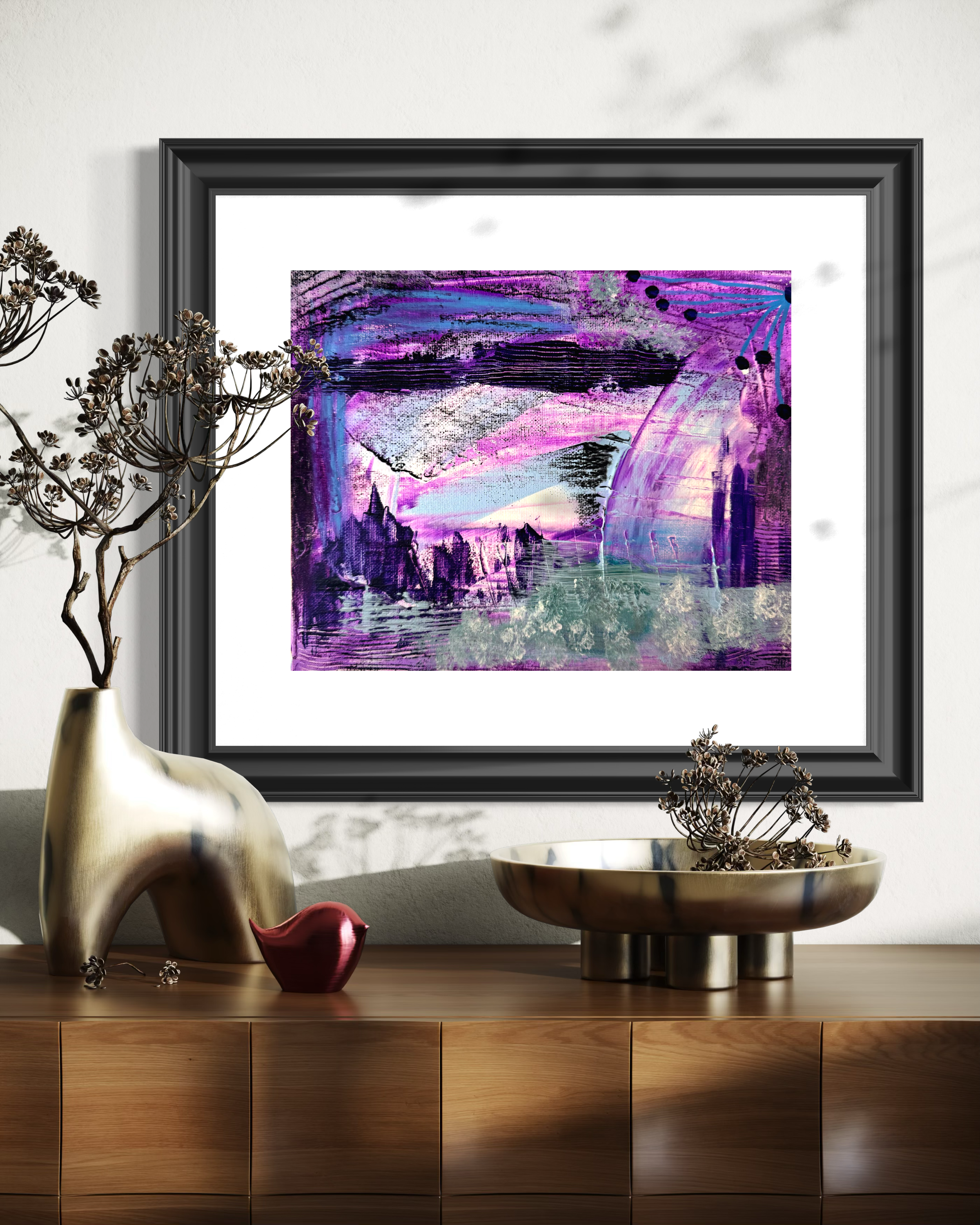 Lavender Forest Giclée Abstract Art Print | Passepartout Mounted Fine Art Print | Modern Colourful Wall Art