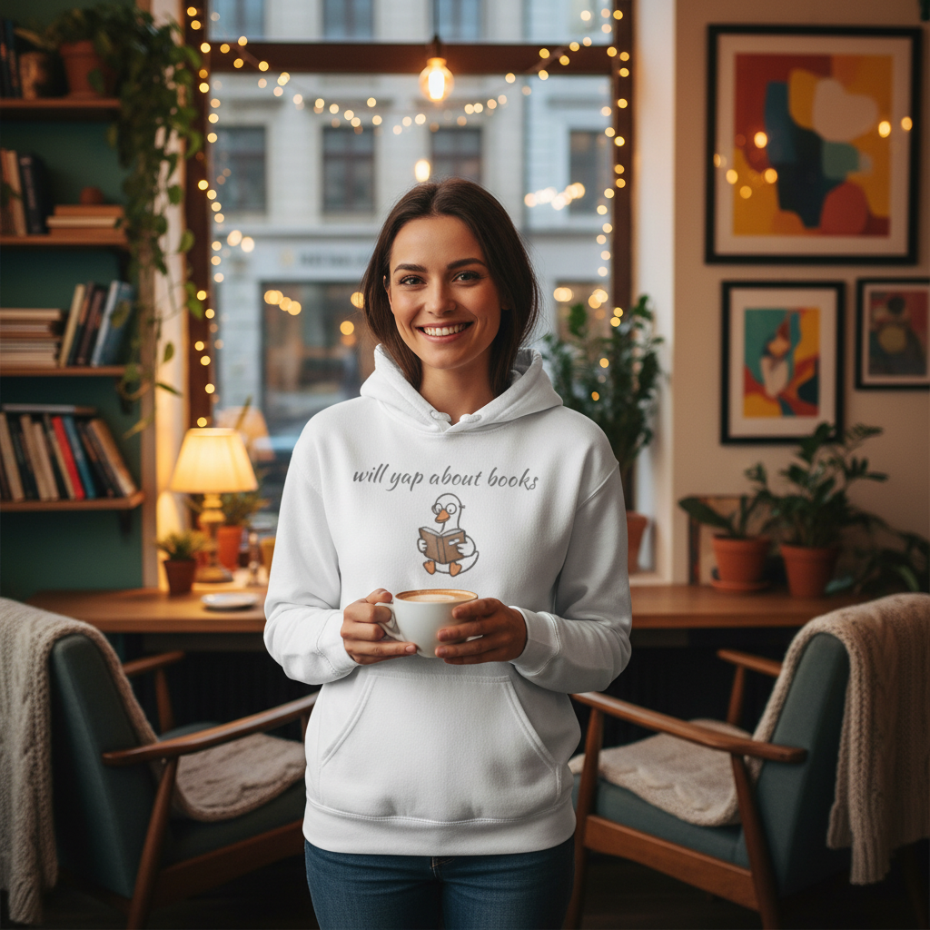 Will Yap About Books Duck Hoodie | Cozy Book Lover Gift Hoodie for Readers & Bookworms