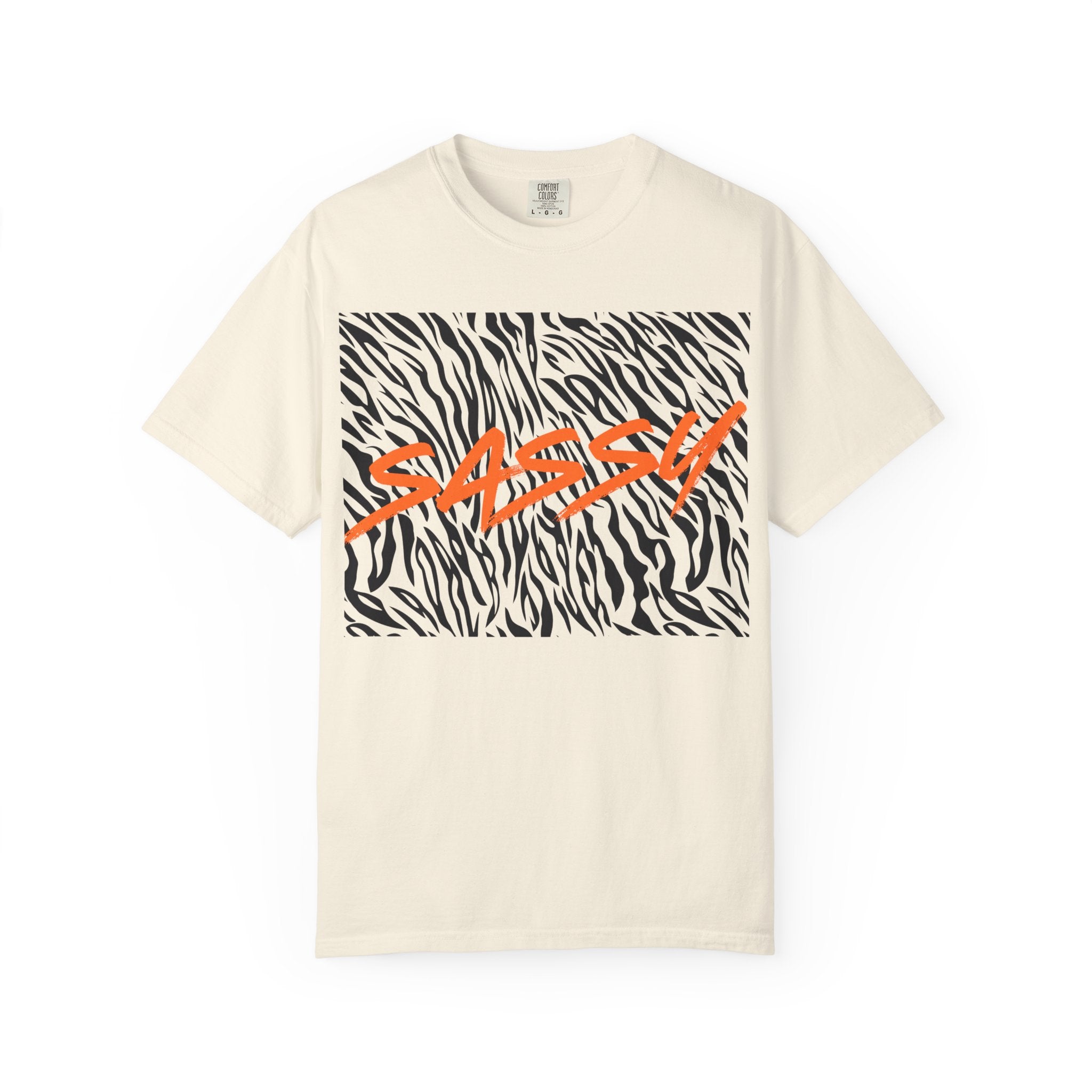Sassy Zebra Graphic T-Shirt | Bold Orange Script Animal Print Tee