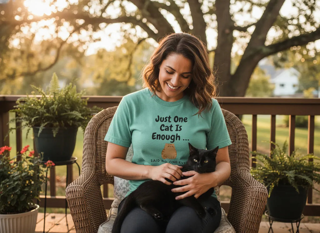 Just One Cat Is Enough Cute Orange Cat Illustration T-shirt | Cat Lover Tee