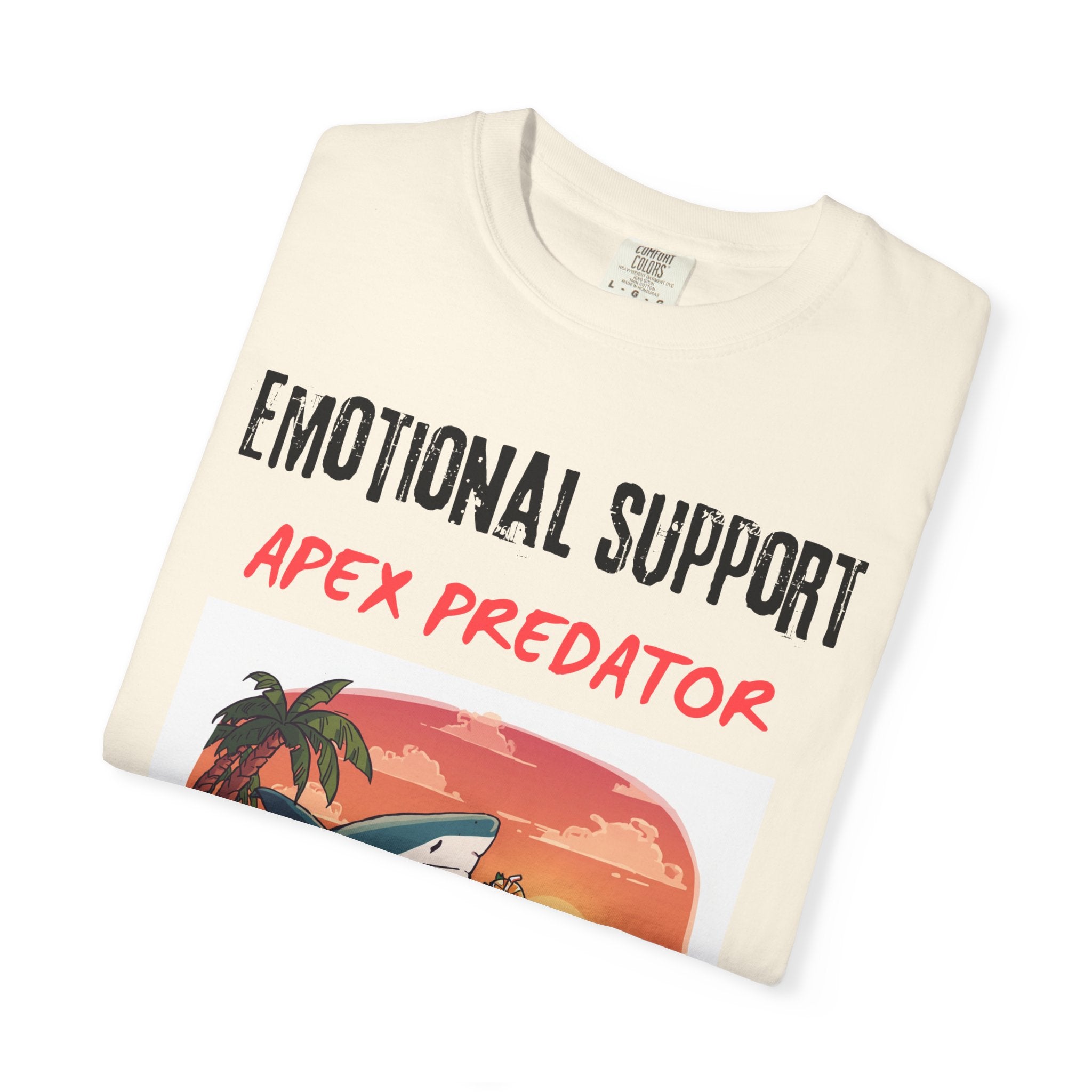 Emotional Support Apex Predator T-Shirt | Shark Beach Sunset Graphic Tee