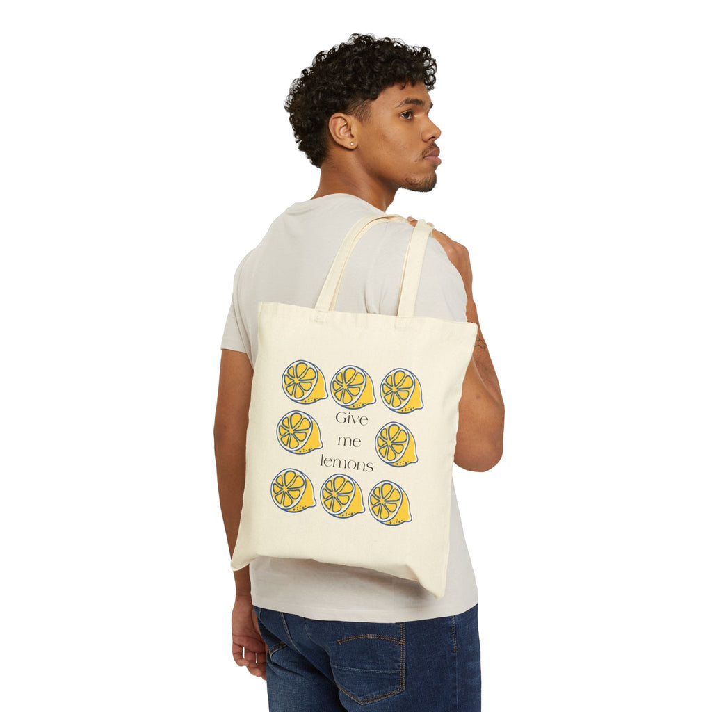 Give Me Lemons tote bag | lemon pattern canvas tote