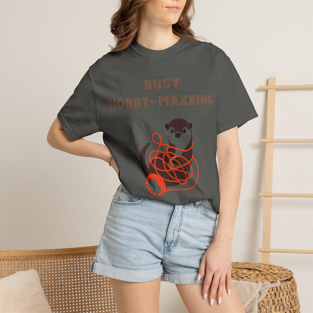 Busy Hobby-Maxxing Otter T-Shirt | Otter with Yarn Tee