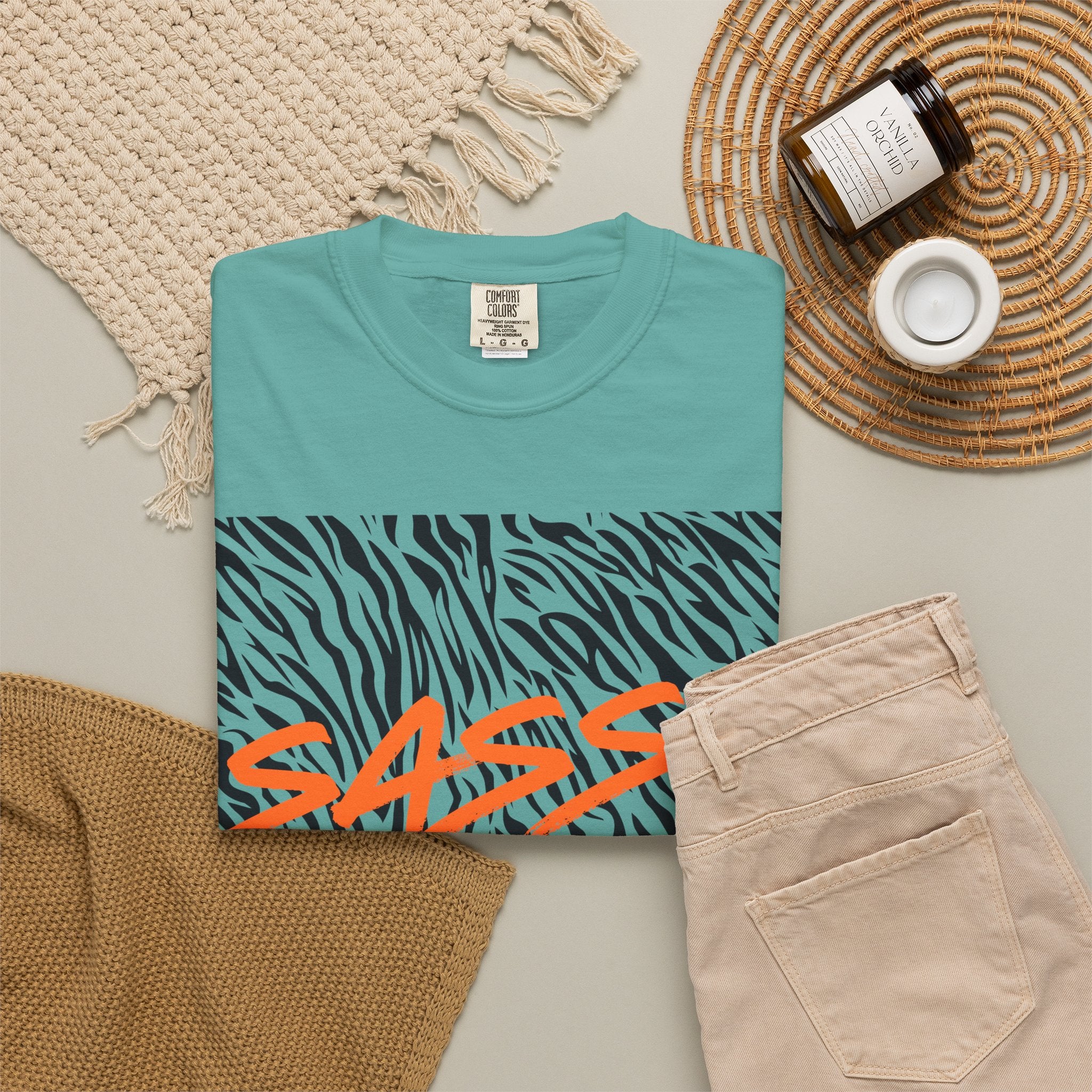 Sassy Zebra Graphic T-Shirt | Bold Orange Script Animal Print Tee