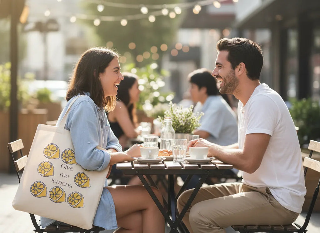 Give Me Lemons tote bag | lemon pattern canvas tote