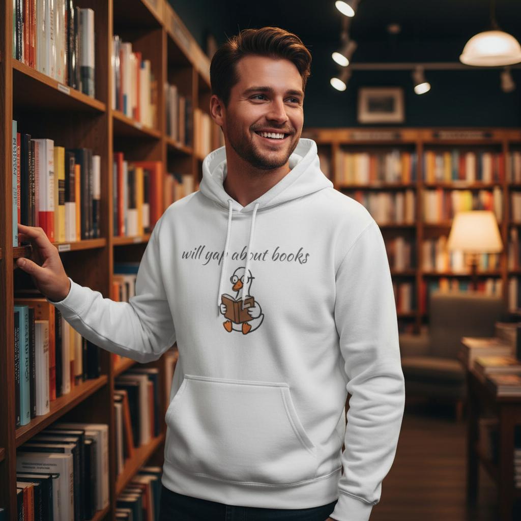 Will Yap About Books Duck Hoodie | Cozy Book Lover Gift Hoodie for Readers & Bookworms