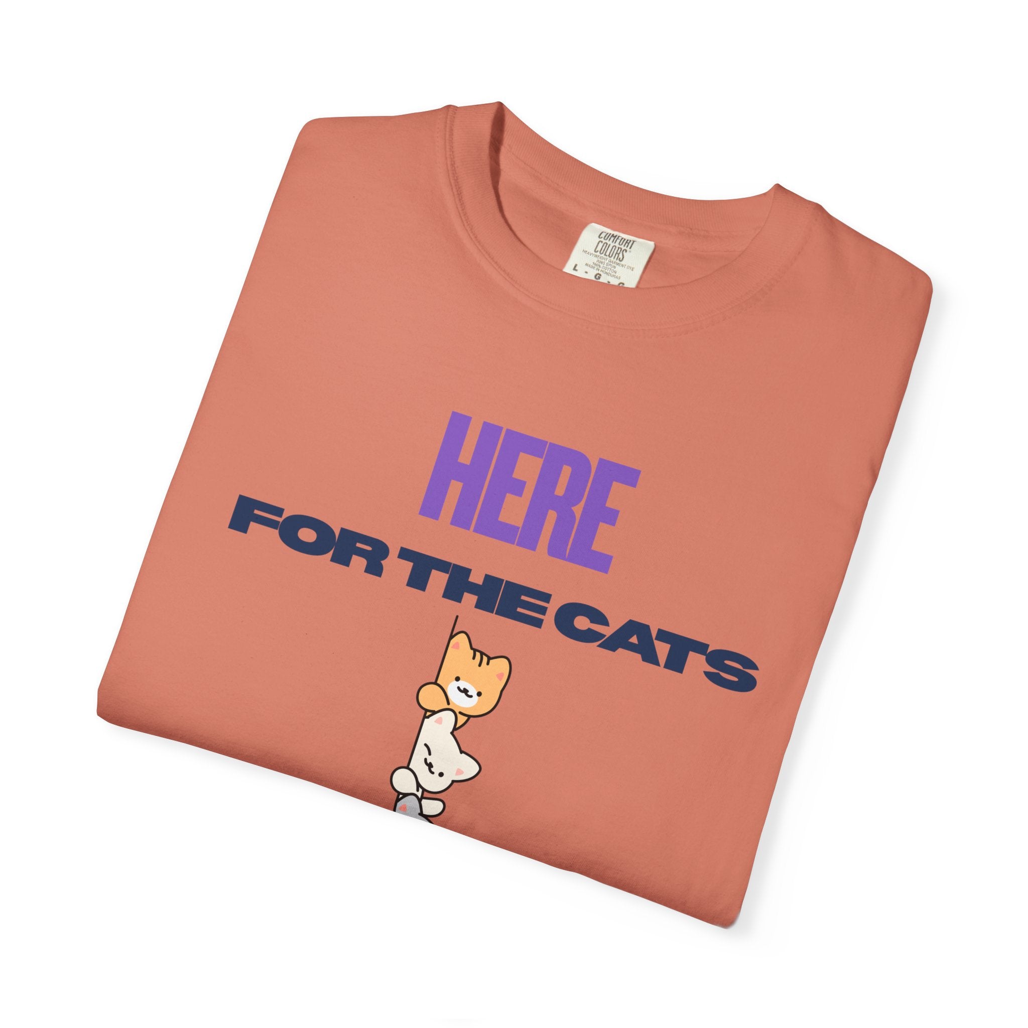 Here for the Cats T-Shirt | Stacked Cartoon Cats Cat Lover Tee