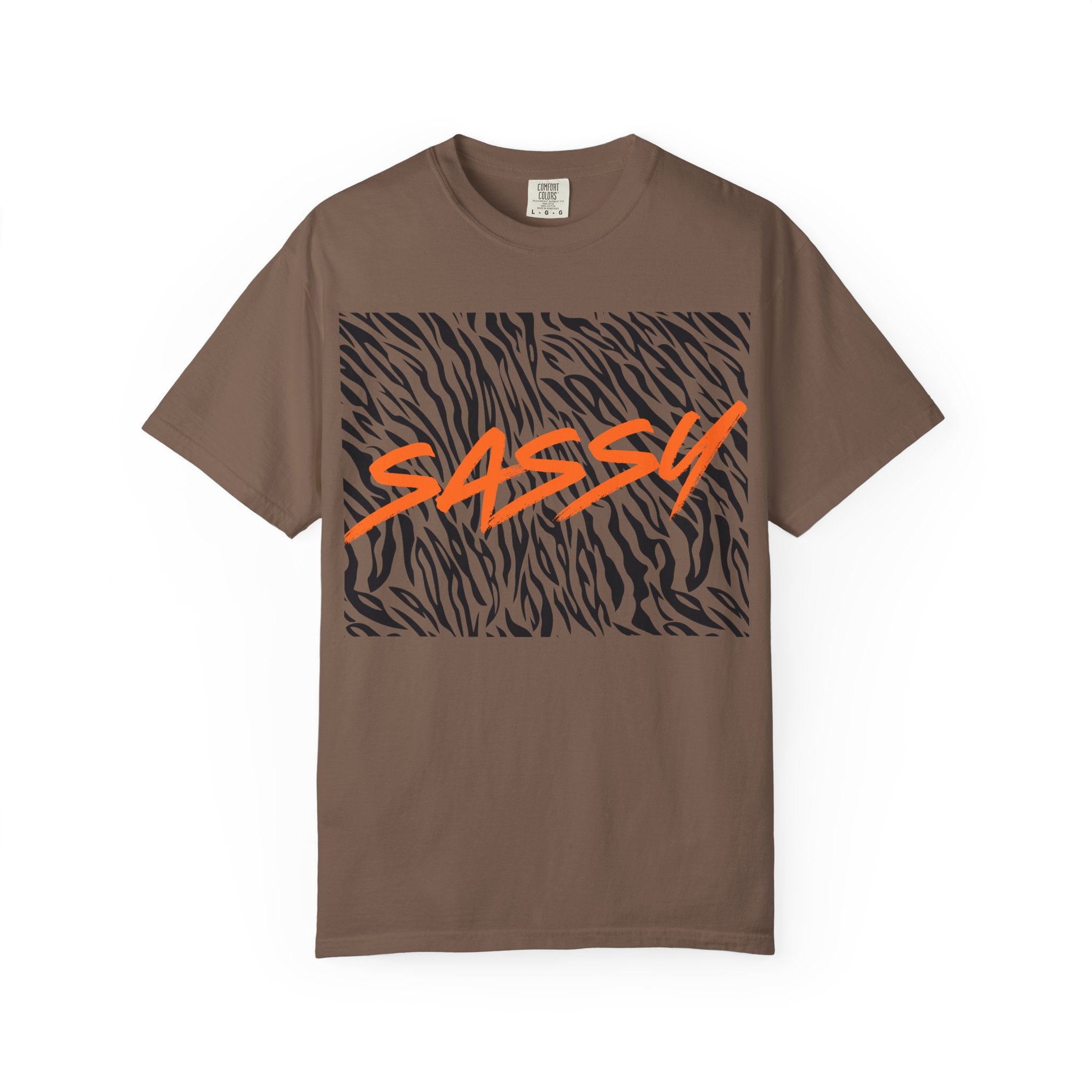 Sassy Zebra Graphic T-Shirt | Bold Orange Script Animal Print Tee
