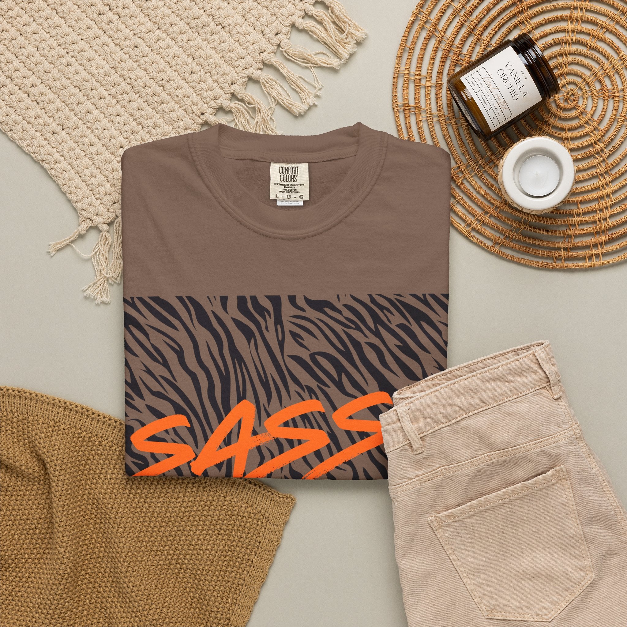 Sassy Zebra Graphic T-Shirt | Bold Orange Script Animal Print Tee