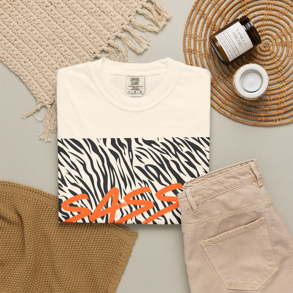 Sassy Zebra Graphic T-Shirt | Bold Orange Script Animal Print Tee