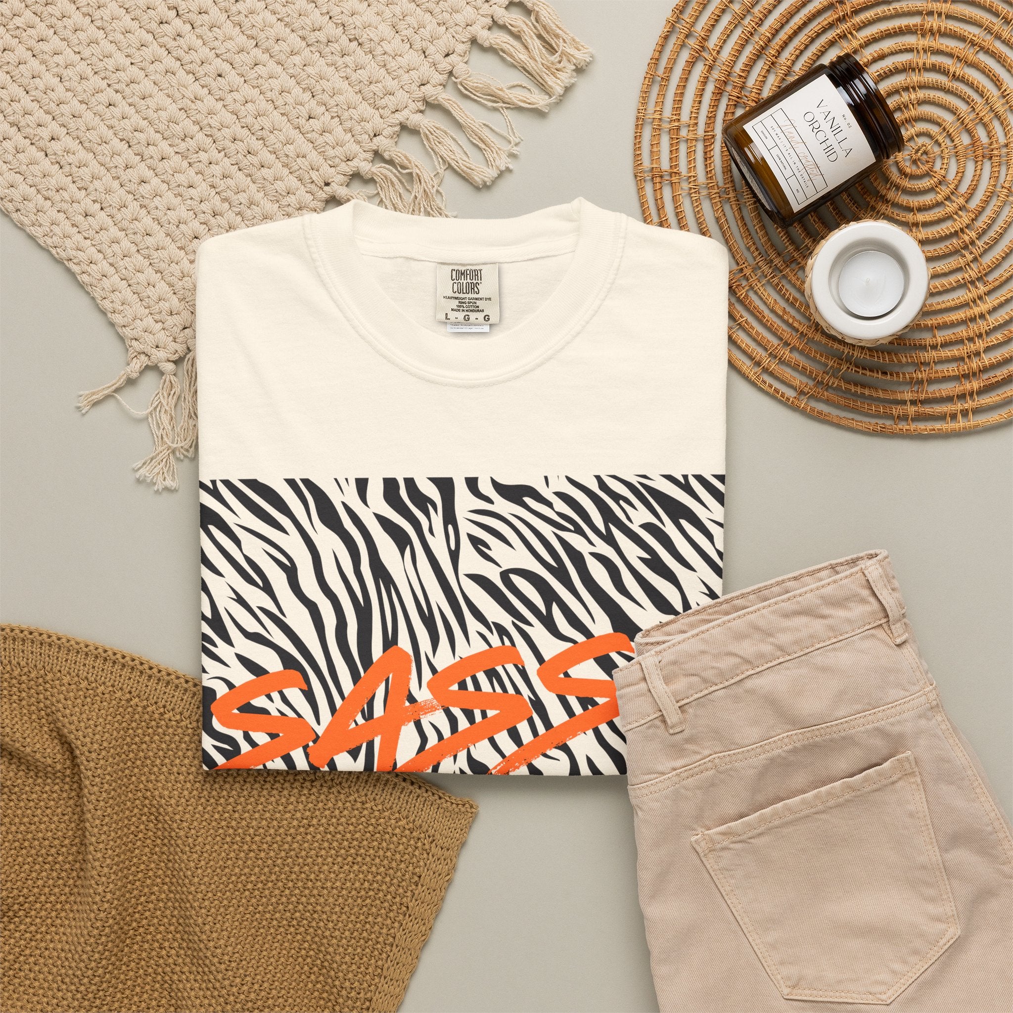 Sassy Zebra Graphic T-Shirt | Bold Orange Script Animal Print Tee