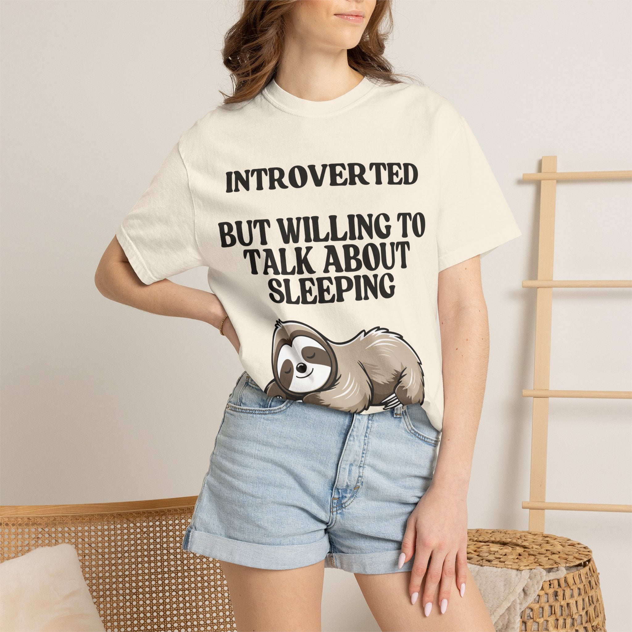 Introverted But Willing to Talk About Sleeping sloth T-Shirt | Cute Sleepy Animal Tee