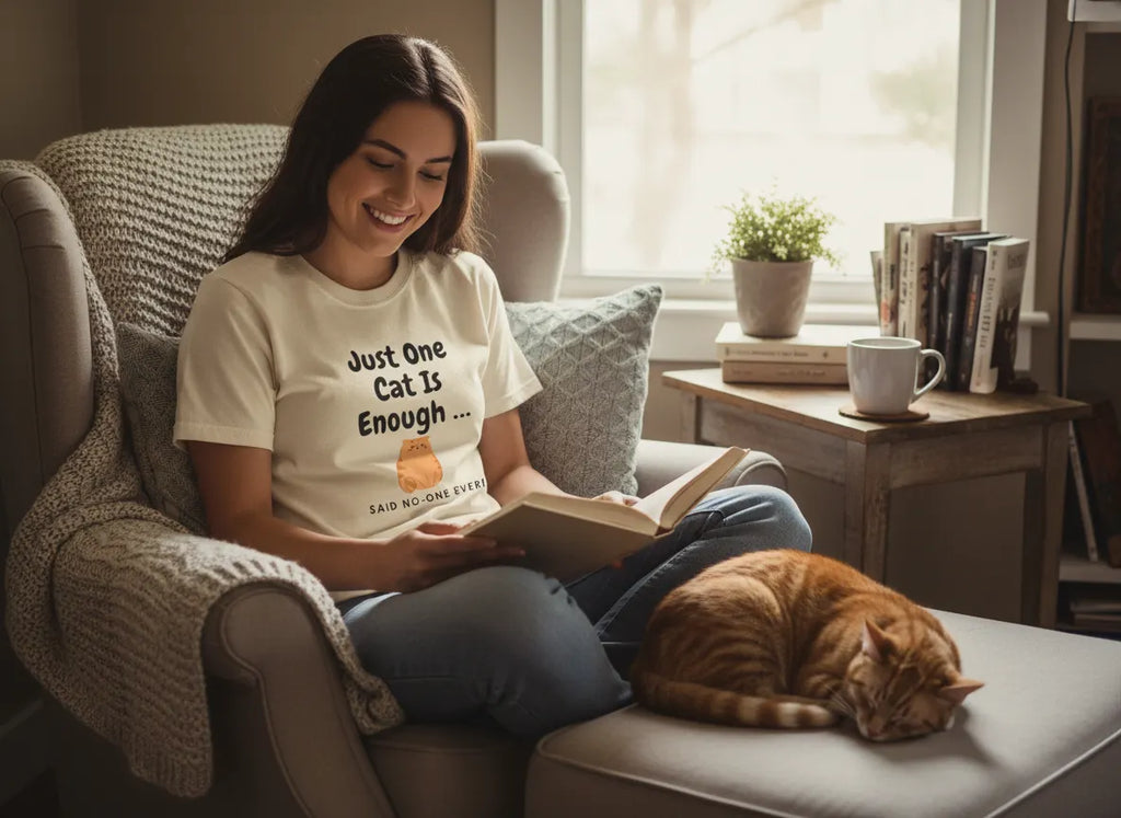 Just One Cat Is Enough Cute Orange Cat Illustration T-shirt | Cat Lover Tee