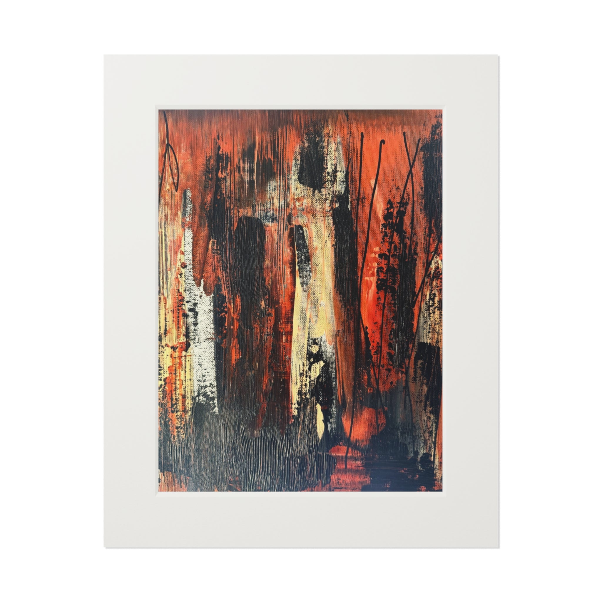 Fire Dance Giclée Abstract Art Print | Passepartout Mounted Fine Art Print | Modern Colourful Wall Art