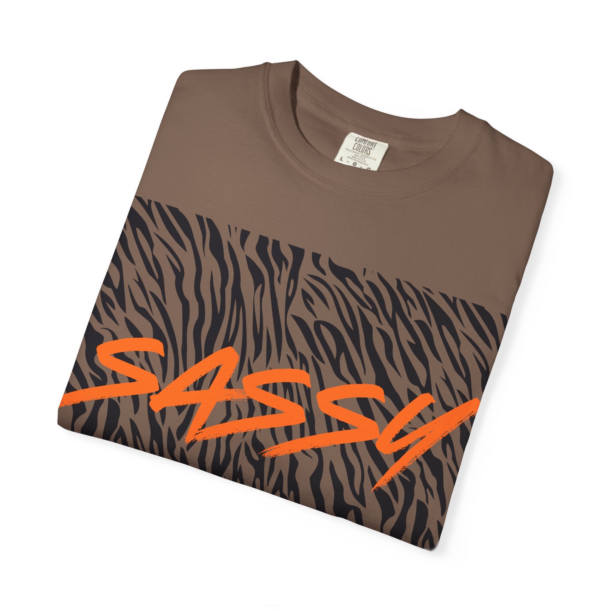 Sassy Zebra Graphic T-Shirt | Bold Orange Script Animal Print Tee
