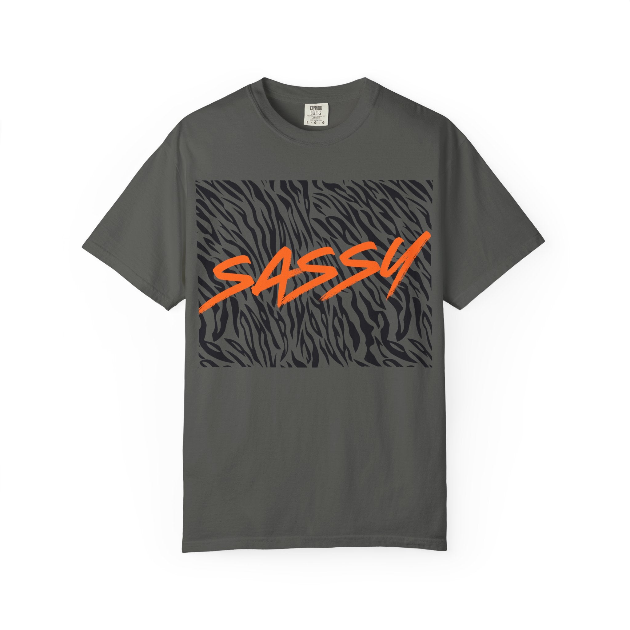 Sassy Zebra Graphic T-Shirt | Bold Orange Script Animal Print Tee