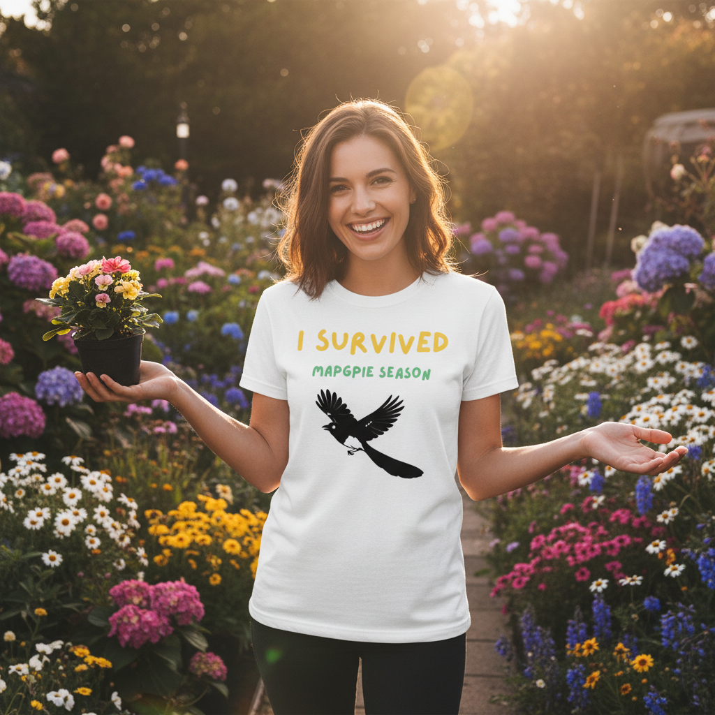 I Survived Magpie Season T-Shirt | Funny Aussie Bird Gift Tee for Nature Lovers