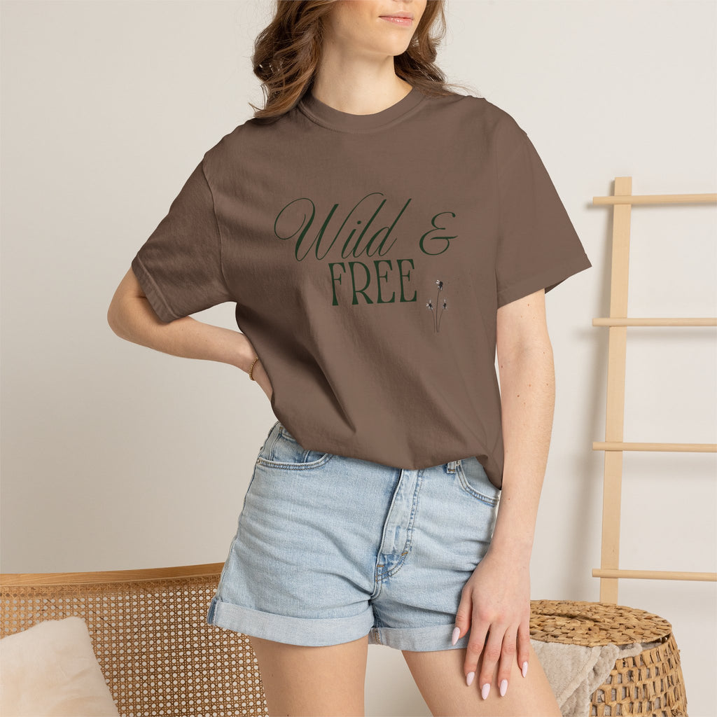 Wild & Free Script T-Shirt | Boho Nature Graphic Tee