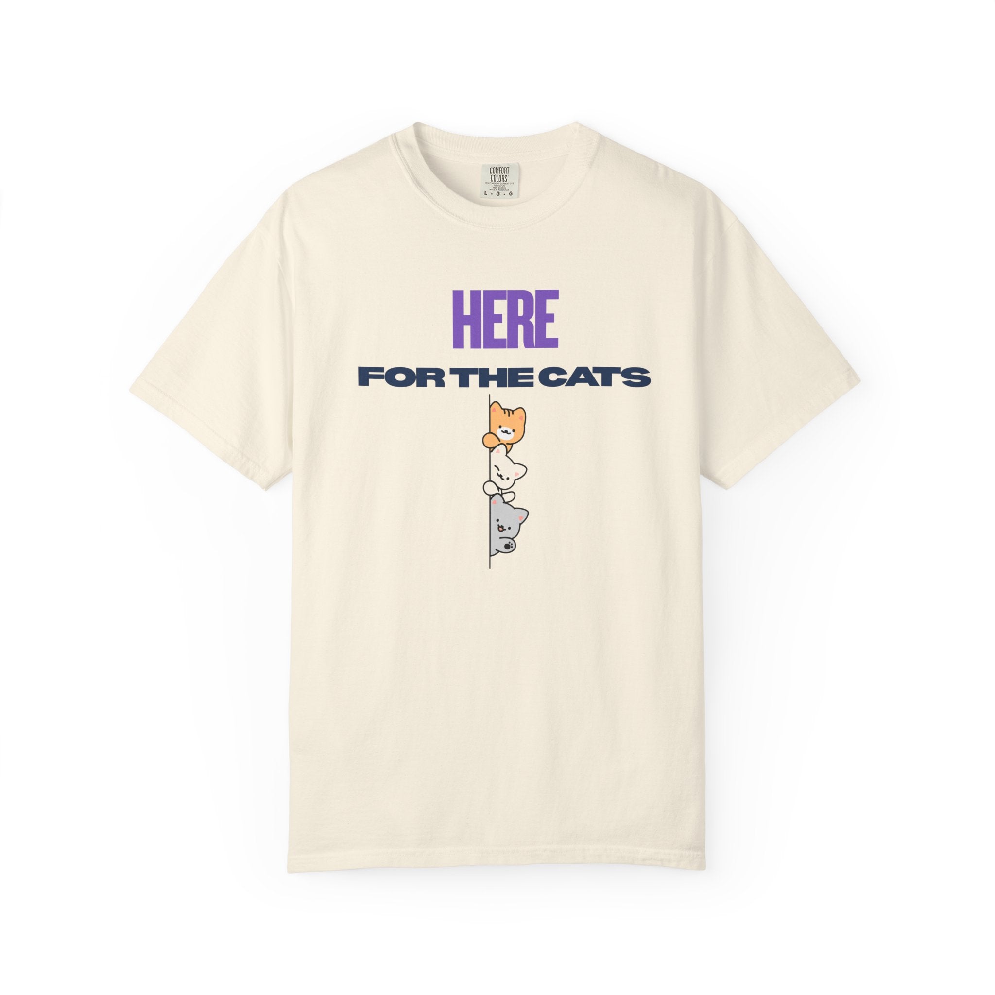 Here for the Cats T-Shirt | Stacked Cartoon Cats Cat Lover Tee