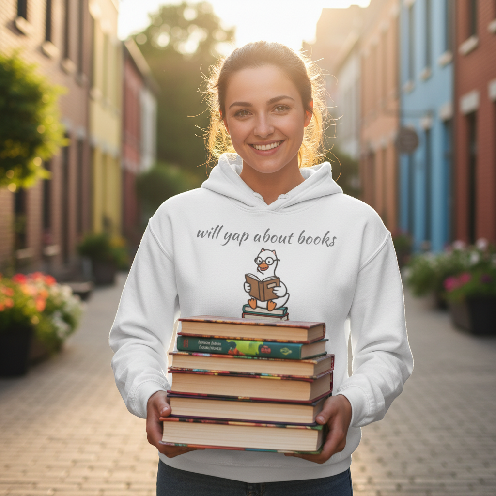 Will Yap About Books Duck Hoodie | Cozy Book Lover Gift Hoodie for Readers & Bookworms