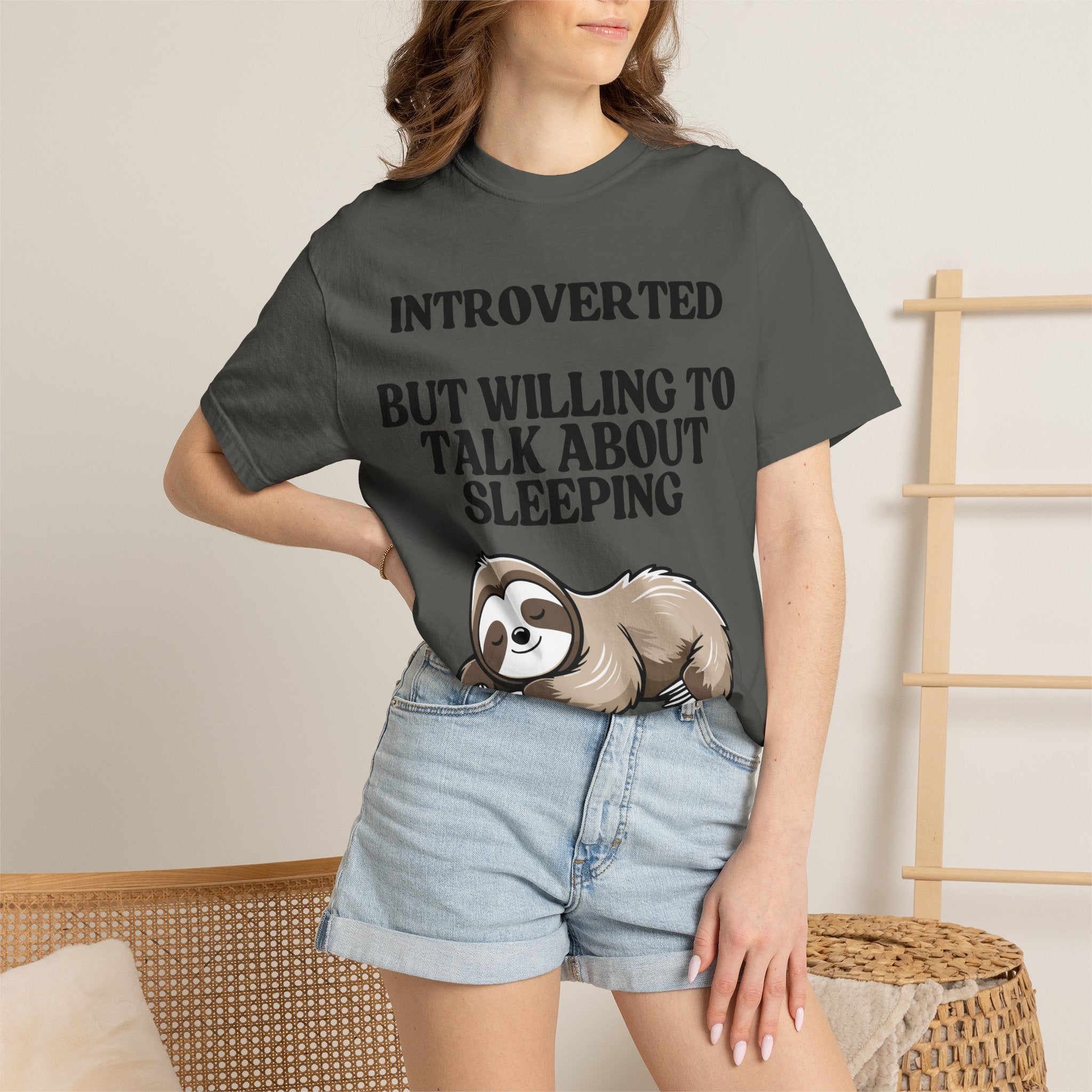 Introverted But Willing to Talk About Sleeping sloth T-Shirt | Cute Sleepy Animal Tee