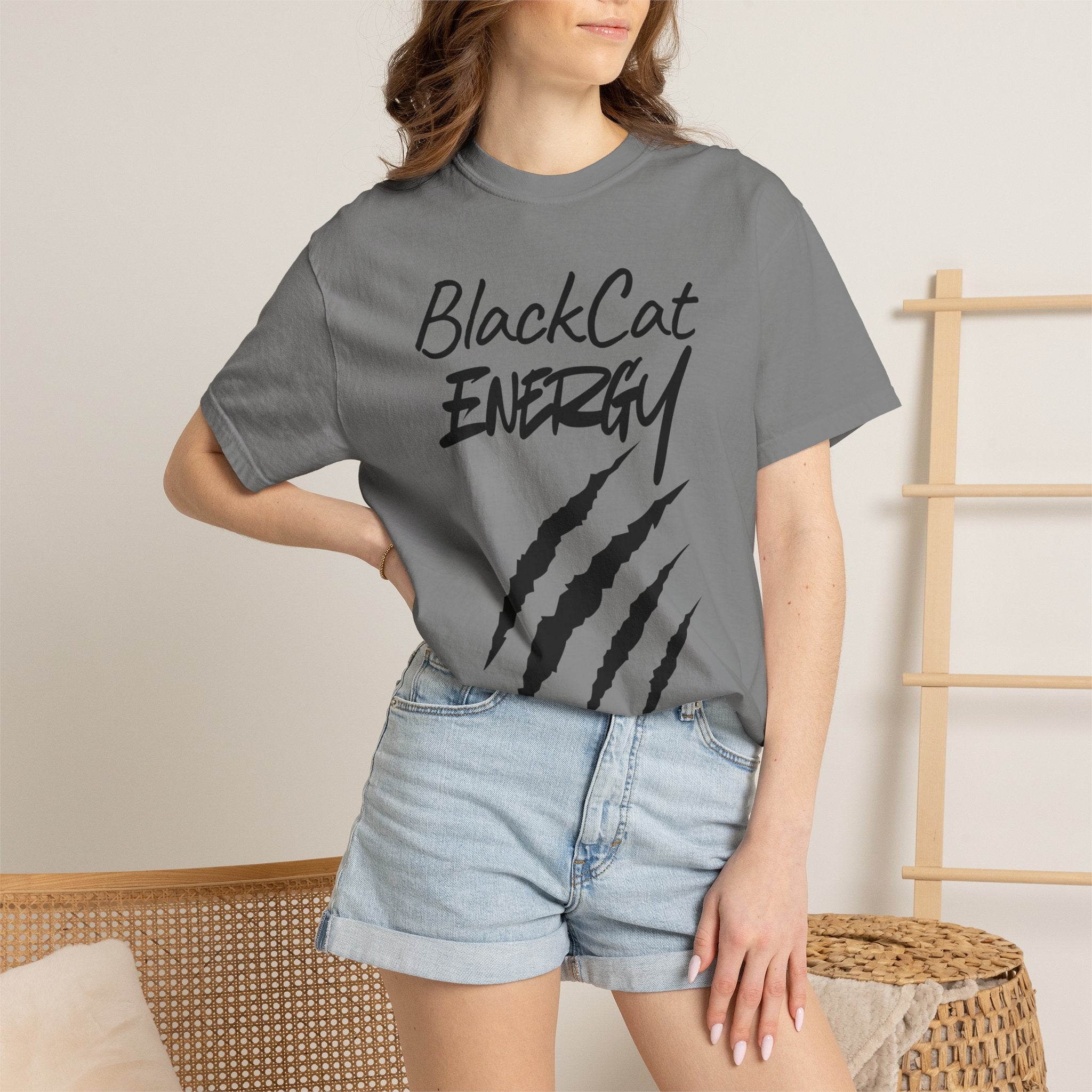 Black Cat Energy T-Shirt | Witchy Cat Lover Graphic Tee