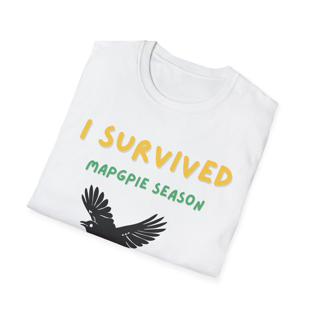 I Survived Magpie Season T-Shirt | Funny Aussie Bird Gift Tee for Nature Lovers