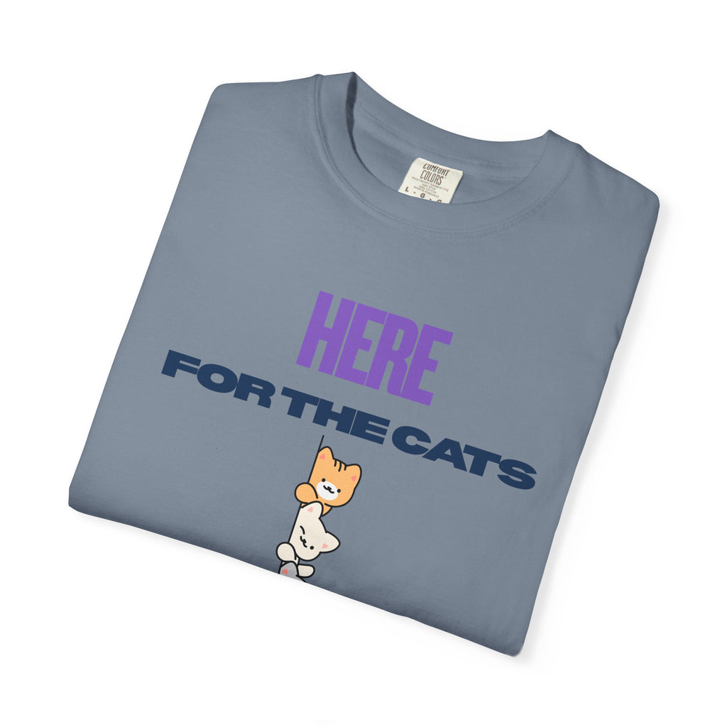 Here for the Cats T-Shirt | Stacked Cartoon Cats Cat Lover Tee