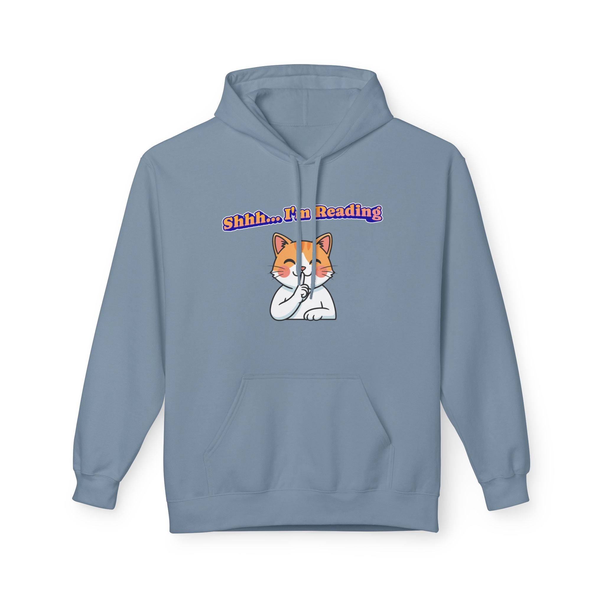 Reading Cat Hoodie — "Shhh... I'm Reading" Cute Cat Graphic Pullover