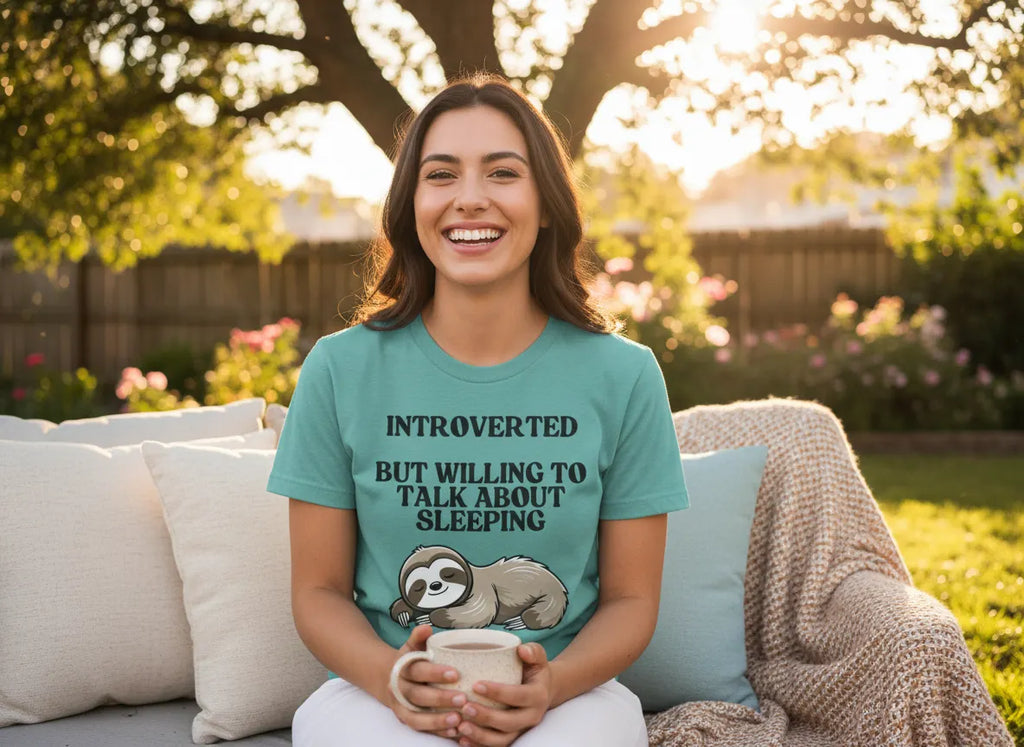 Introverted But Willing to Talk About Sleeping sloth T-Shirt | Cute Sleepy Animal Tee