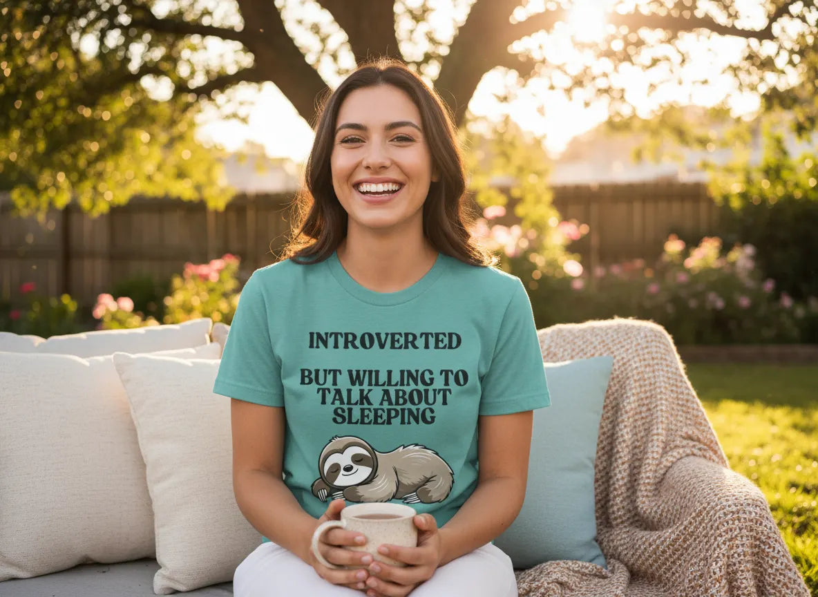 Introverted But Willing to Talk About Sleeping sloth T-Shirt | Cute Sleepy Animal Tee