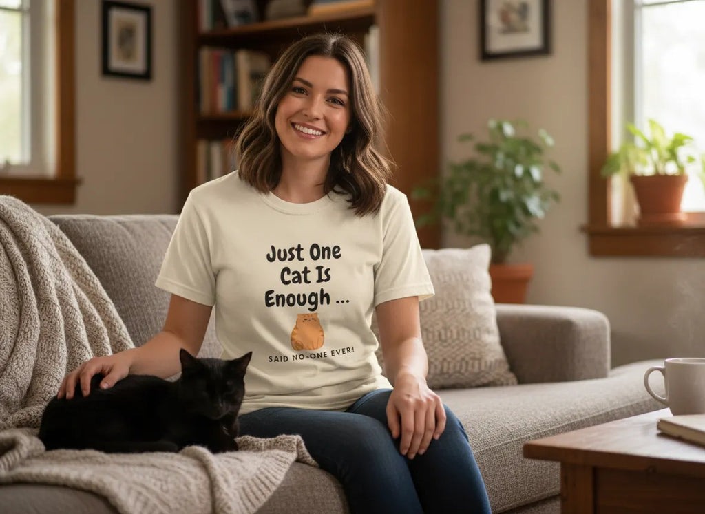Just One Cat Is Enough Cute Orange Cat Illustration T-shirt | Cat Lover Tee