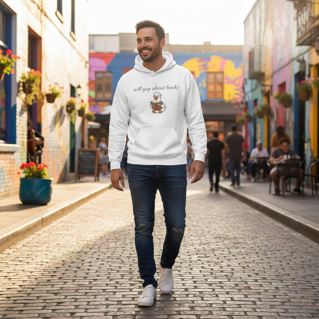Will Yap About Books Duck Hoodie | Cozy Book Lover Gift Hoodie for Readers & Bookworms