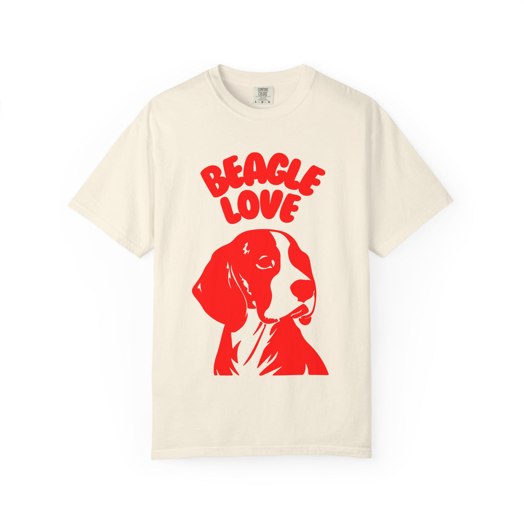 Beagle Love T-Shirt | Retro Dog Illustration, Red Silhouette