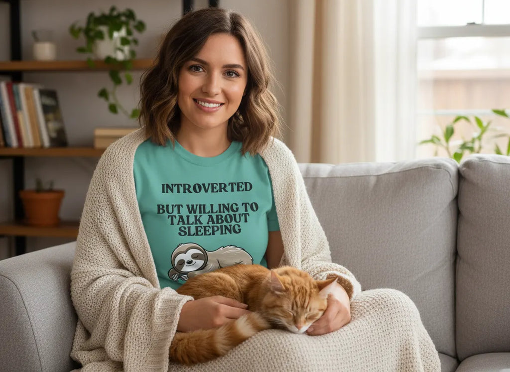 Introverted But Willing to Talk About Sleeping sloth T-Shirt | Cute Sleepy Animal Tee
