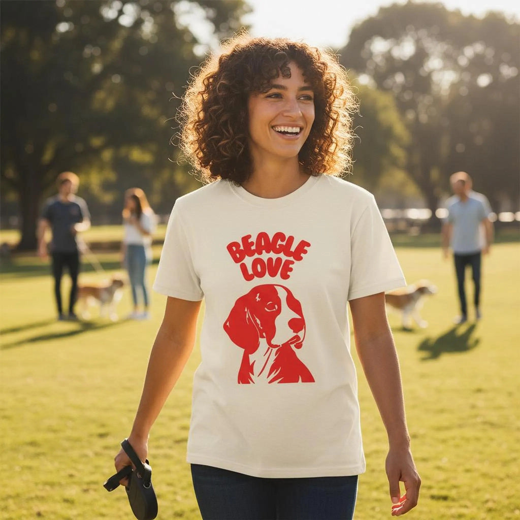 Beagle Love T-Shirt | Retro Dog Illustration, Red Silhouette