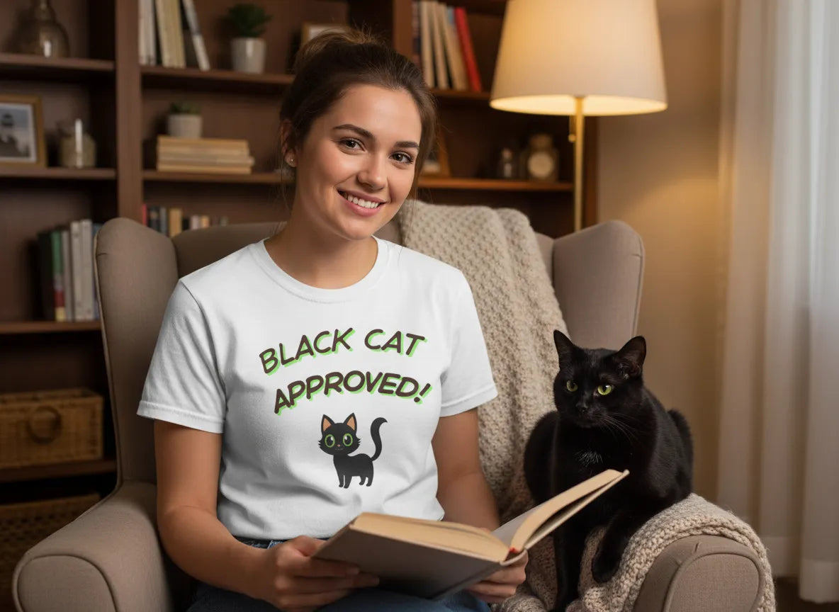 Black Cat Approved! T-Shirt | Cute Black Cat Graphic