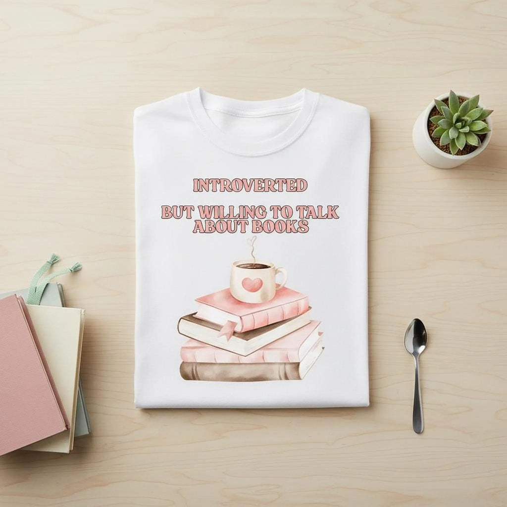 Introverted But Willing to Talk About Books T-Shirt | Book Lover Gift Tee