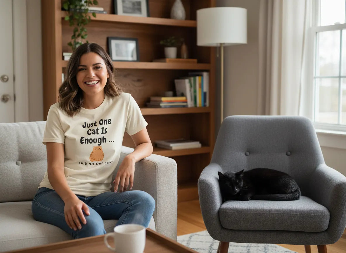 Just One Cat Is Enough Cute Orange Cat Illustration T-shirt | Cat Lover Tee