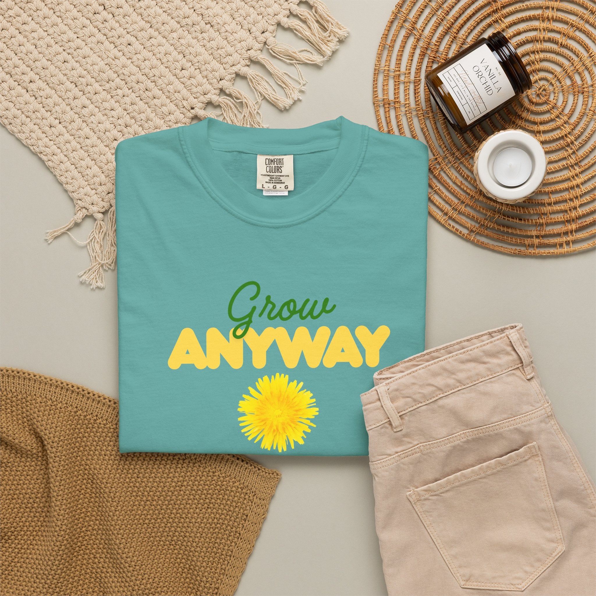 Grow Anyway T-Shirt — Floral Positive Vibe Tee