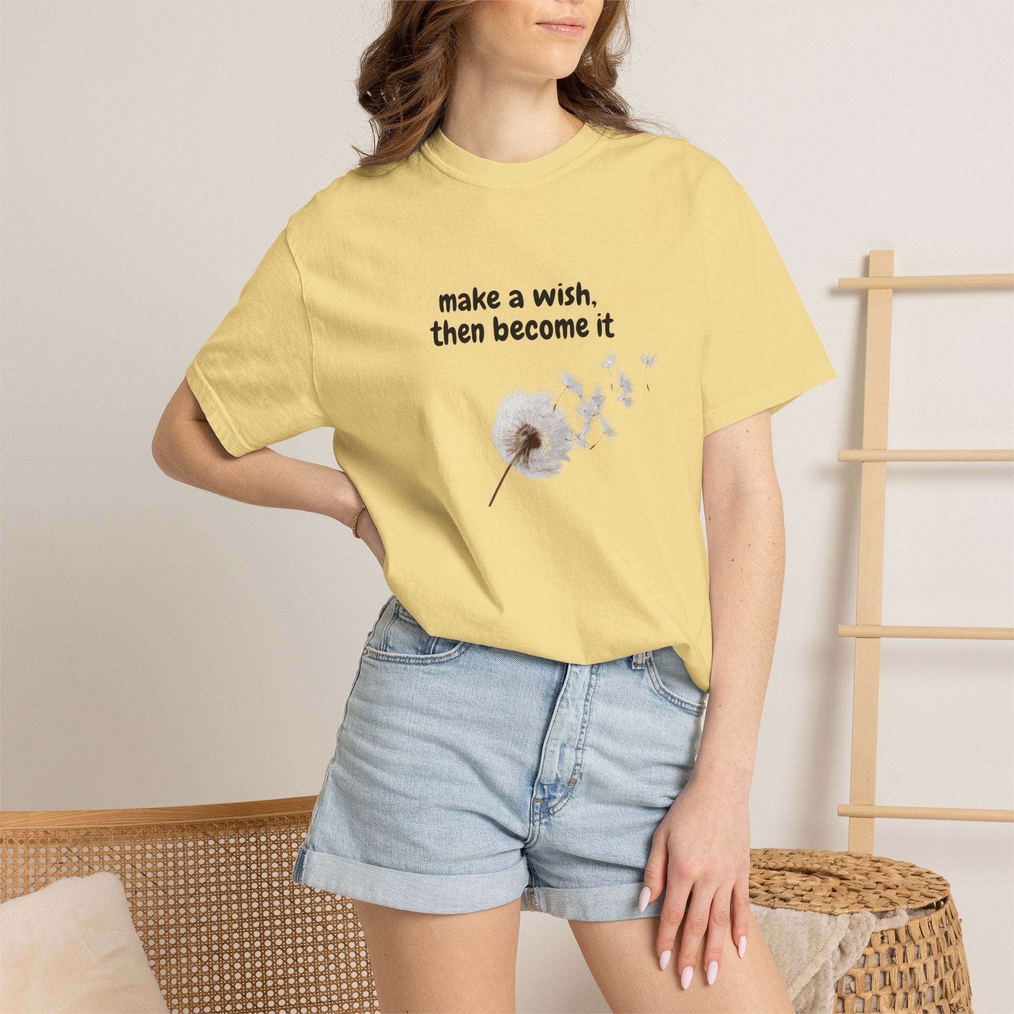 Dandelion Wish T-Shirt — "Make a Wish, Then Become It" Inspirational Tee