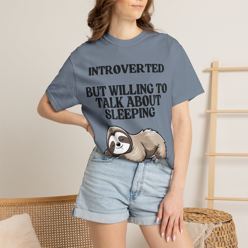 Introverted But Willing to Talk About Sleeping sloth T-Shirt | Cute Sleepy Animal Tee