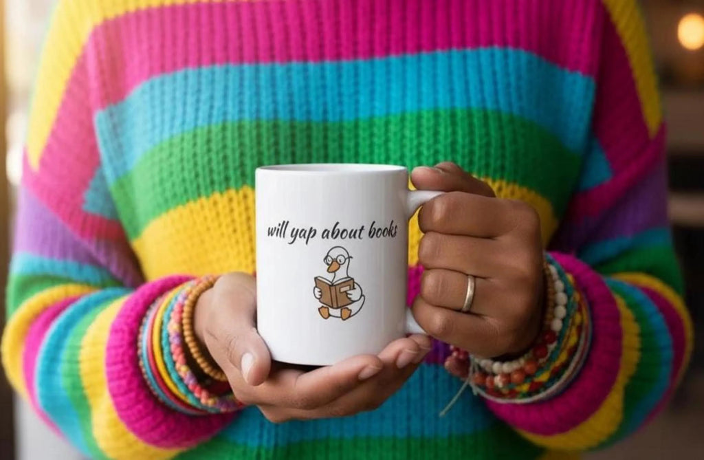 Will Yap About Books Duck Mug | Funny Book Lover Gift Mug for Readers & Book Club