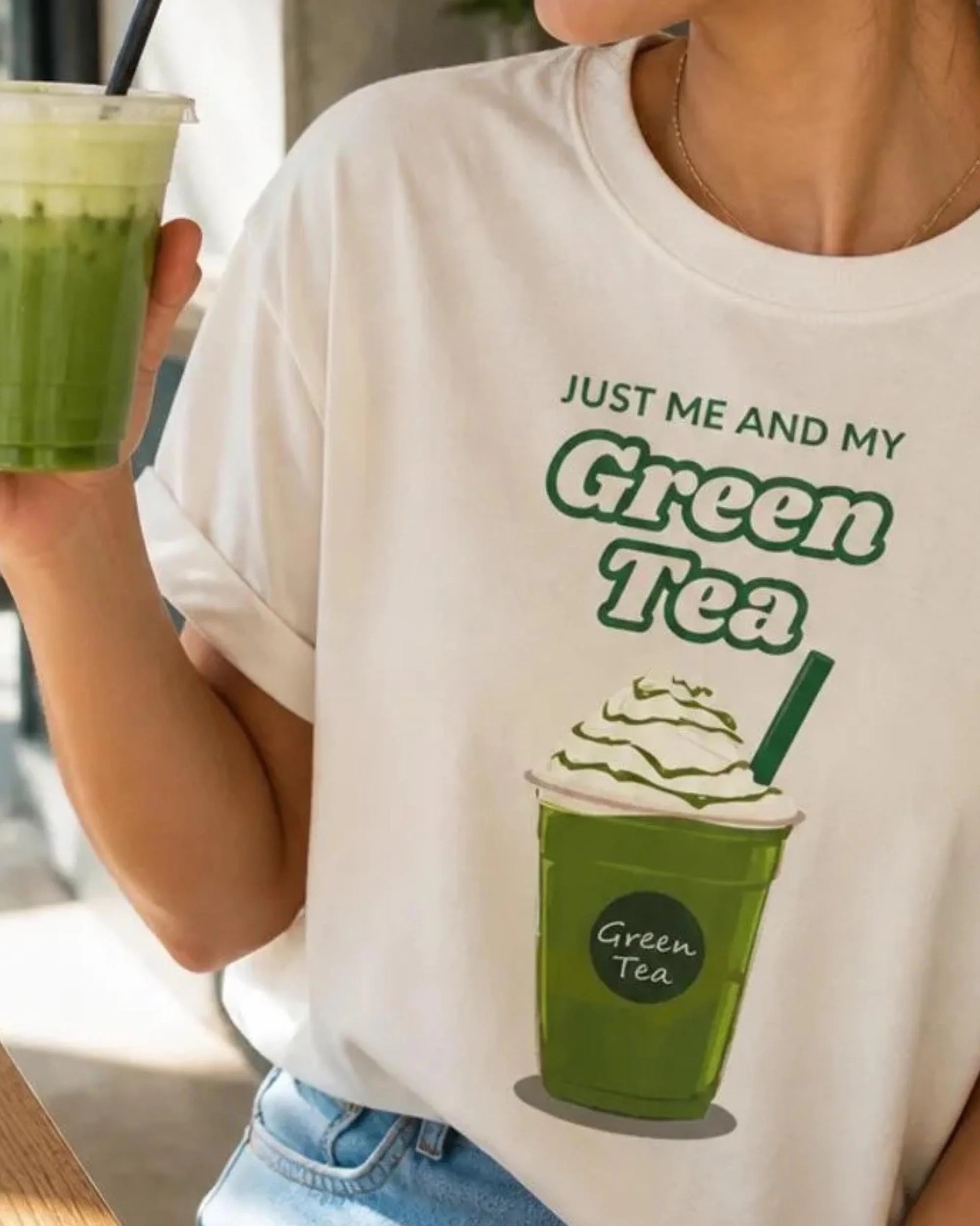 Just Me and My Green Tea T-Shirt | Matcha Drink Graphic Tee