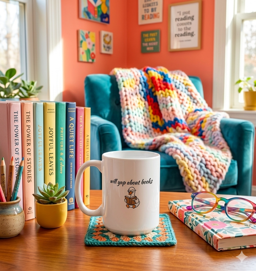 Will Yap About Books Duck Mug | Funny Book Lover Gift Mug for Readers & Book Club