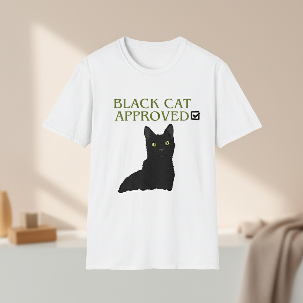 Black Cat Approved T-Shirt | Funny Black Cat Lover Gift Tee for Cat Mums & Dads